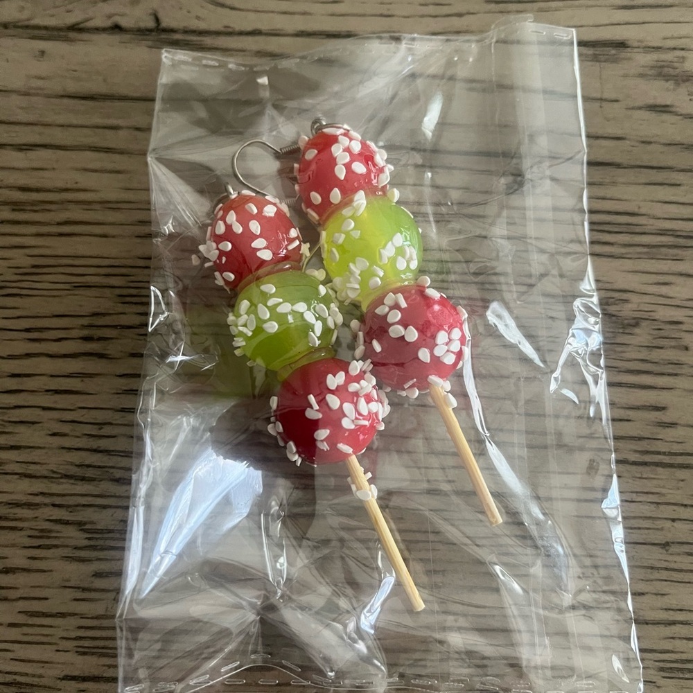 Festive Tanghulu (Red and Green Candy Skewers) Earrings